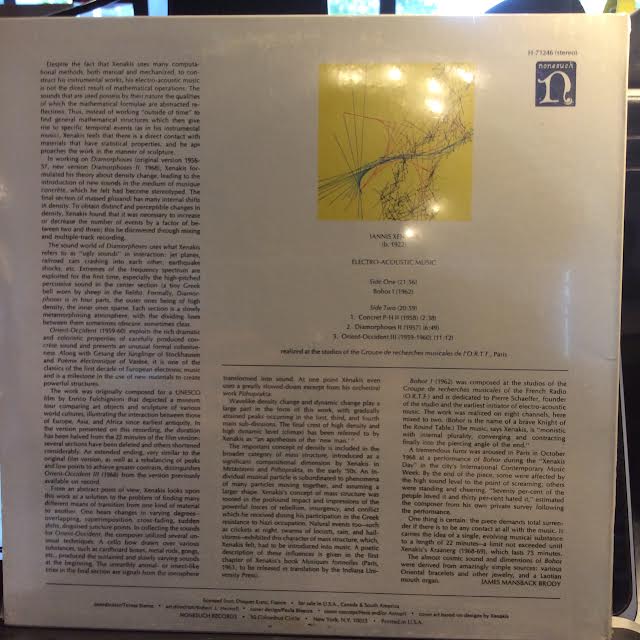 Iannis Xenakis - Electro-Acoustic Music (VINYL) | Mint (M) Excellent+ (EX+)