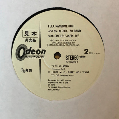 Fela Kuti And Africa 70 With Ginger Baker Live! Knitting Factory Records, Odeon LP, Album, RE Mint (M) Mint (M)