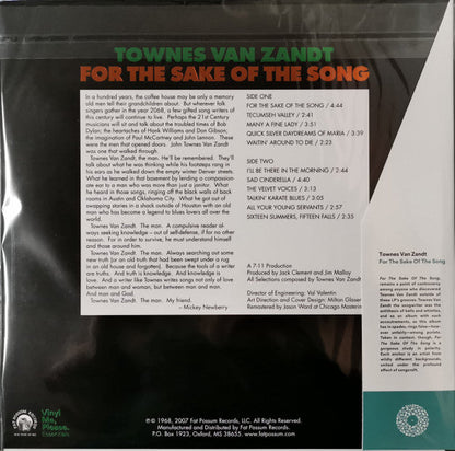 Townes Van Zandt - For The Sake Of The Song (VMP VINYL) | Mint (M) Mint (M)