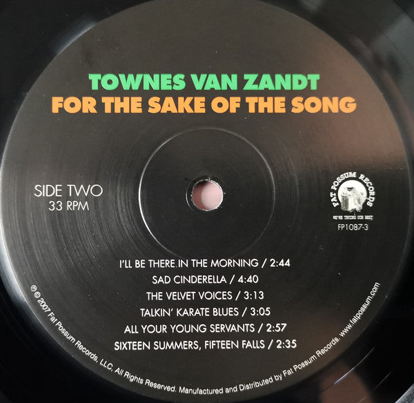 Townes Van Zandt - For The Sake Of The Song (VMP VINYL) | Mint (M) Mint (M)