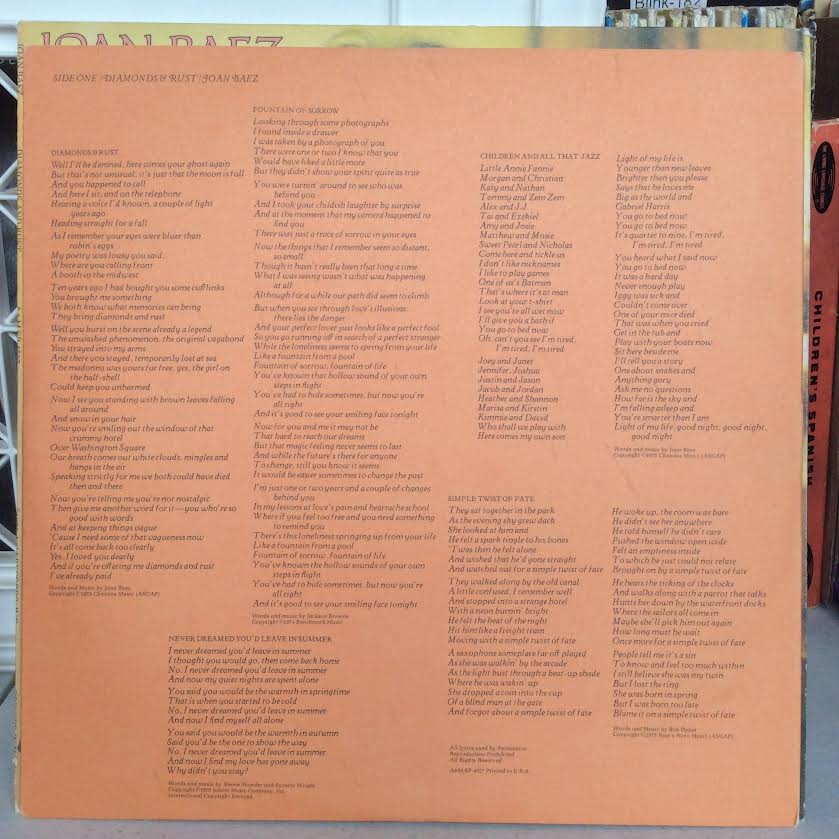 Joan Baez - Diamonds & Rust (VINYL) | Excellent+ (EX+)