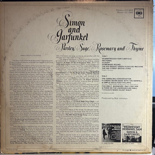 Simon & Garfunkel - Parsley, Sage, Rosemary And Thyme (VINYL) | Very Good Plus (VG+) Very Good (VG)