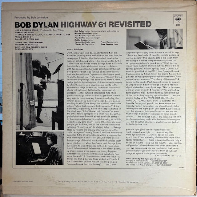 Bob Dylan - Highway 61 Revisited (VINYL) | Very Good Plus (VG+) Very Good Plus (VG+)