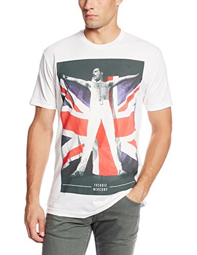 Men'S Freddie Mercury Freddie Flag T-Shirt, White, Medium |