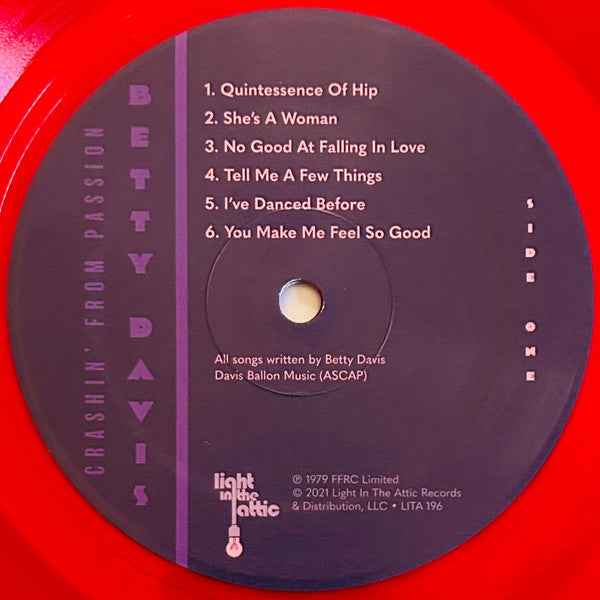 Betty Davis - Crashin' From Passion (TRANSPARENT RED VINYL) | Mint (M) Mint (M)