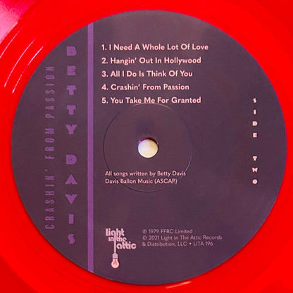 Betty Davis - Crashin' From Passion (TRANSPARENT RED VINYL) | Mint (M) Mint (M)