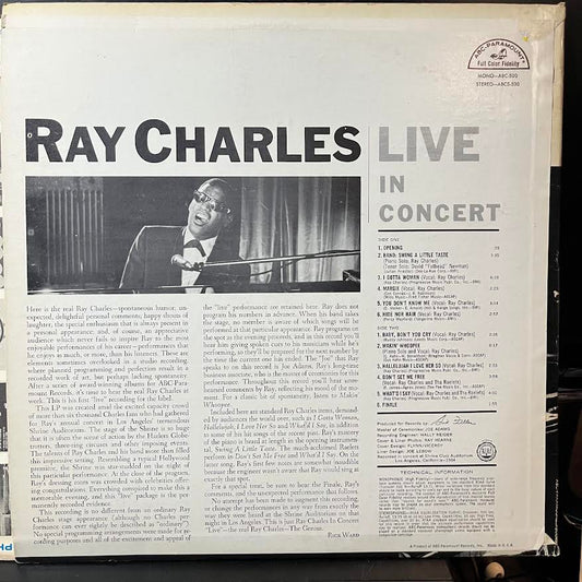 Ray Charles - Ray Charles Live In Concert (VINYL) | Excellent+ (EX+) Excellent (EX)