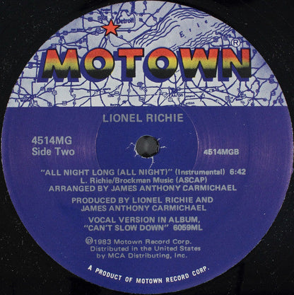 Lionel Richie - All Night Long (All Night) (12" VINYL) | Excellent+ (EX+) Excellent+ (EX+)
