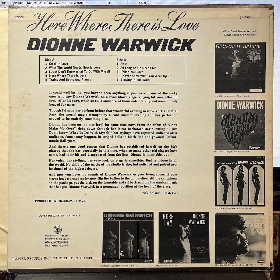 Dionne Warwick - Here, Where There Is Love (VINYL) | Excellent (EX) Excellent (EX)