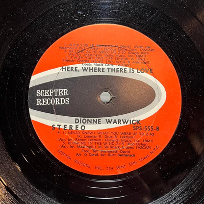 Dionne Warwick - Here, Where There Is Love (VINYL) | Excellent (EX) Excellent (EX)