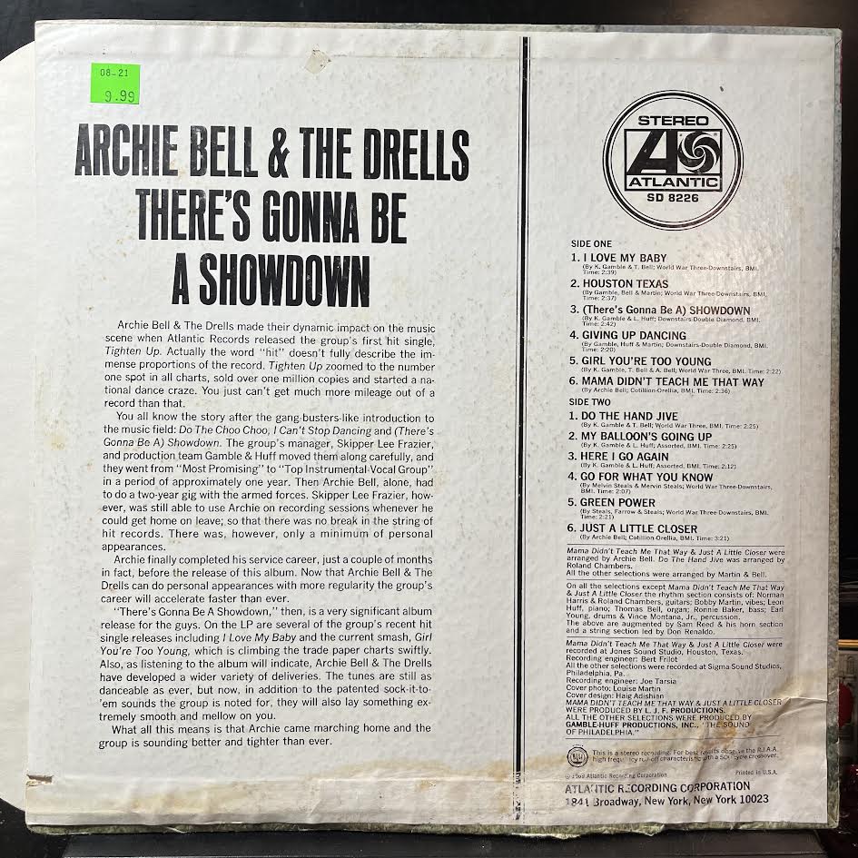 Archie Bell & The Drells - There's Gonna Be A Showdown (VINYL) | Excellent (EX) Good Plus (G+)