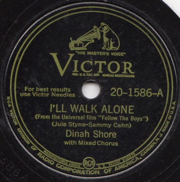 Dinah Shore - I'll Walk Alone / It Could Happen To You (78RPM 10") | Very Good Plus (VG+) Generic