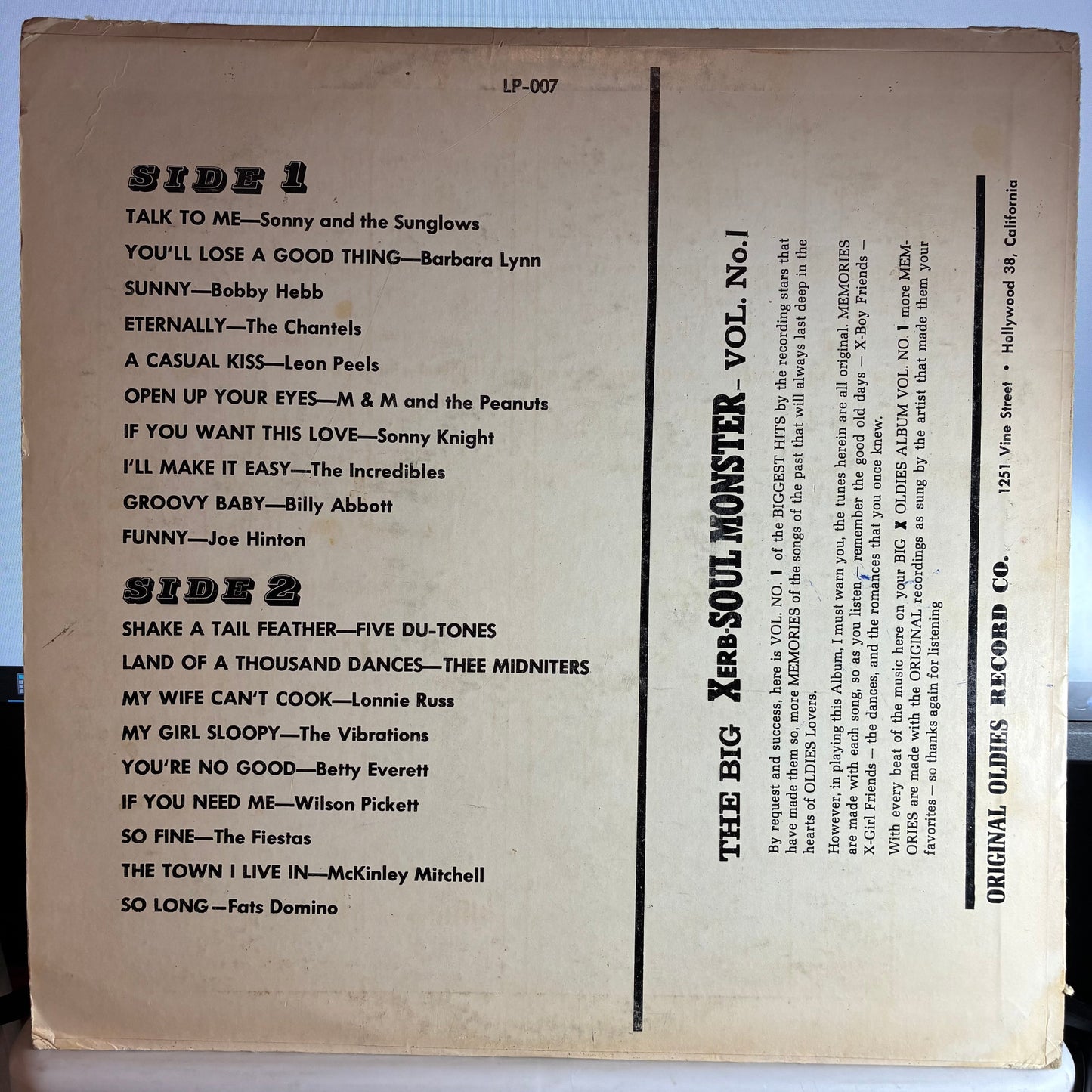 Soul Monster: Original Rhythm & Blues Hits (VINYL) | Very Good Plus (VG+) Very Good Plus (VG+)