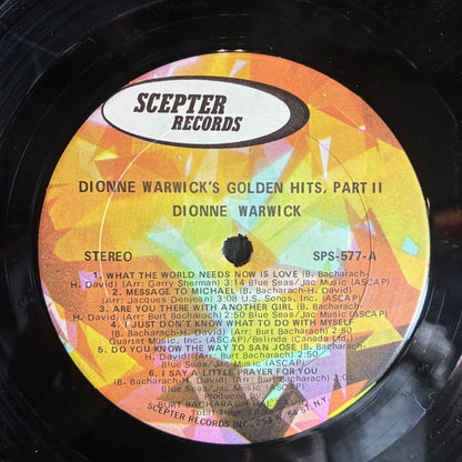 Dionne Warwick - Golden Hits Part 2 (VINYL) | Very Good Plus (VG+) Excellent (EX)