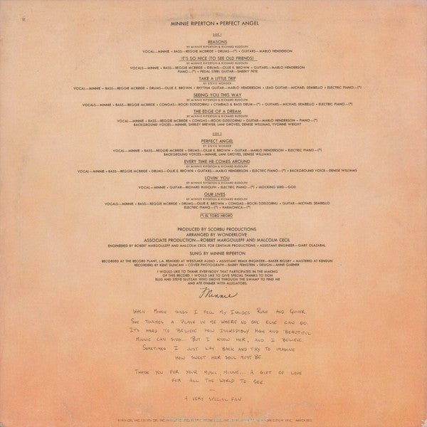 Minnie Riperton - Perfect Angel (VINYL) | Very Good (VG) Excellent (EX)