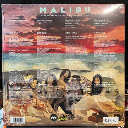 Anderson Paak - Malibu (WATER AND SAND 2xVINYL)*CREASED* | Mint (M) Excellent (EX)