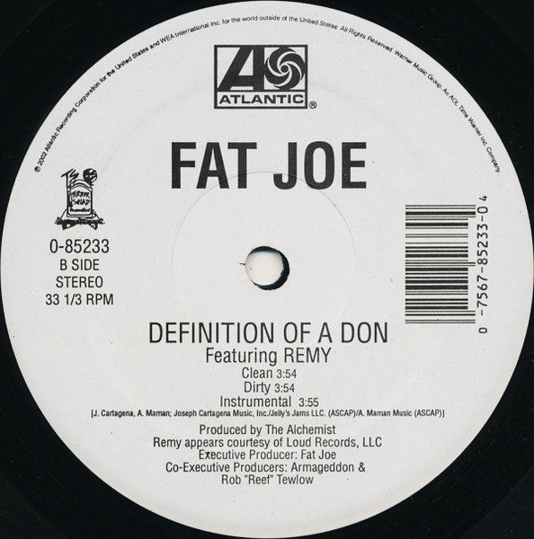 Fat Joe - What's Luv? / Definition Of A Don (12" VINYL) | Excellent+ (EX+) Generic