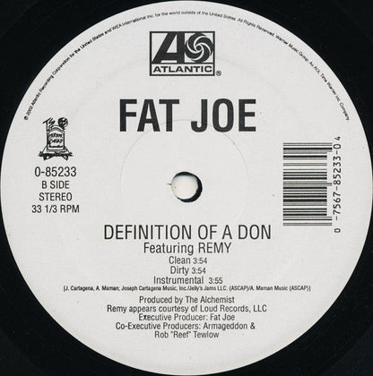 Fat Joe - What's Luv? / Definition Of A Don (12" VINYL) | Excellent+ (EX+) Generic