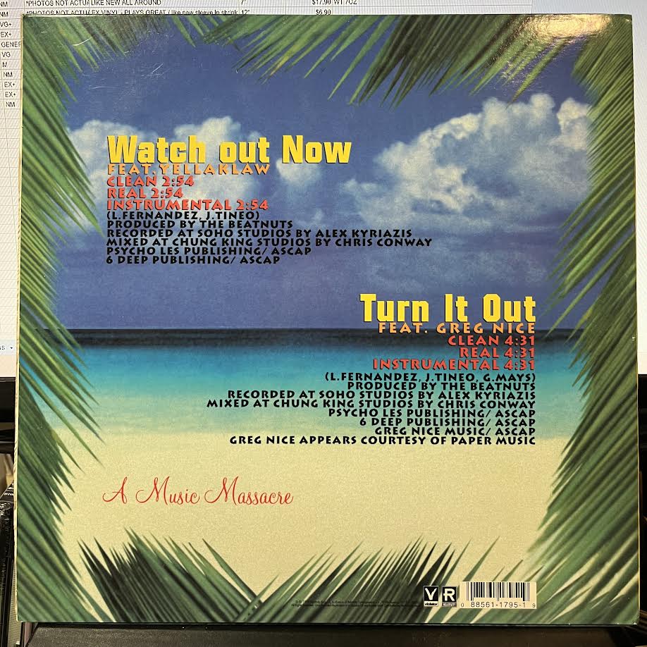 The Beatnuts - Watch Out Now (12" VINYL) | Excellent (EX) Near Mint (NM)