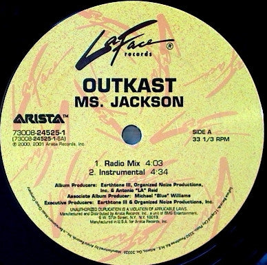 OutKast - Ms. Jackson / Sole Sunday (12" VINYL) | Excellent (EX) Excellent (EX)