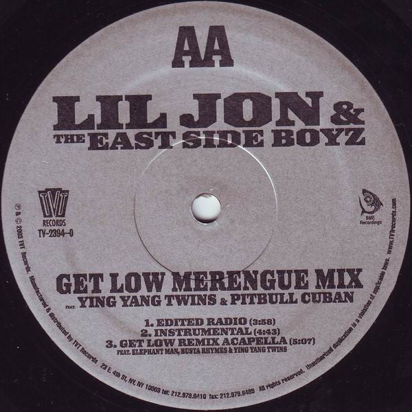 Lil' Jon & The East Side Boyz - Get Low (Remix) (12" VINYL) | Near Mint (NM) Near Mint (NM)