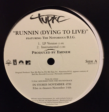 2Pac - Runnin (Dying To Live) (12" VINYL) | Near Mint (NM) Excellent+ (EX+)