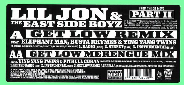 Lil' Jon & The East Side Boyz - Get Low (Remix) (12" VINYL) | Near Mint (NM) Near Mint (NM)