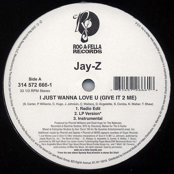 Jay-Z - I Just Wanna Love U (Give It 2 Me) (12" VINYL) | Very Good Plus (VG+) Excellent (EX)