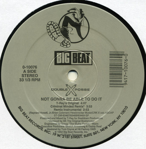 Double XX Posse - Not Gonna Be Able To Do It (VINYL) | Very Good Plus (VG+) Excellent (EX)