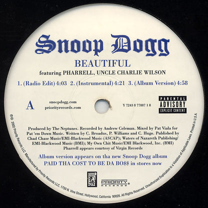 Snoop Dogg - Beautiful / Ballin' (12" VINYL) | Very Good (VG) Very Good Plus (VG+)