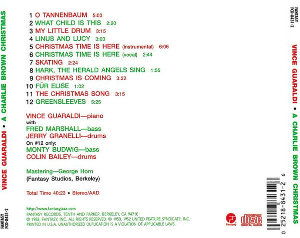Vince Guaraldi Trio - A Charlie Brown Christmas (Original Sound Track Recording Of The CBS Television Special) (CD) | Excellent+ (EX+)