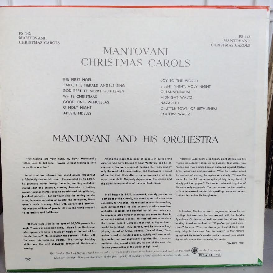 Mantovani And His Orchestra - Christmas Carols (VINYL) | Excellent+ (EX+) Excellent+ (EX+)