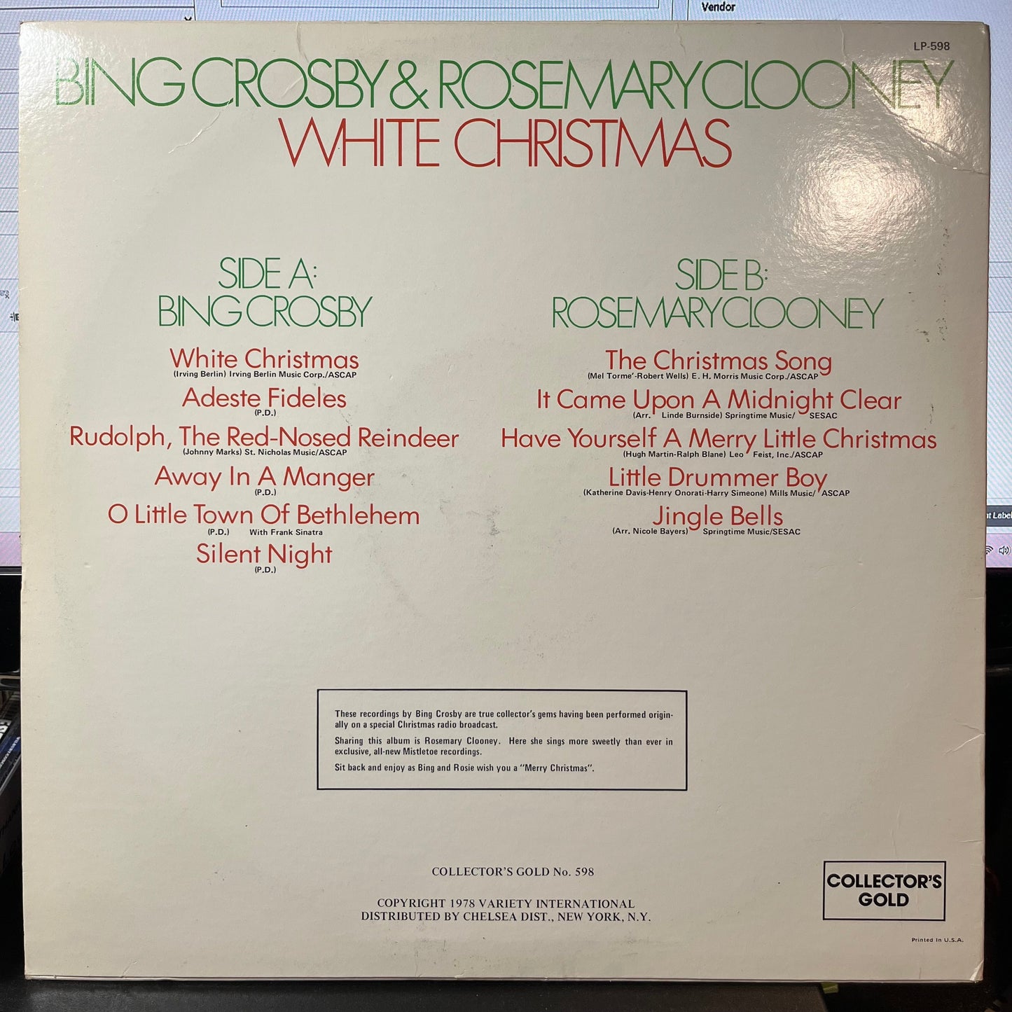 Bing Crosby - White Christmas (VINYL) | Excellent+ (EX+) Excellent+ (EX+)