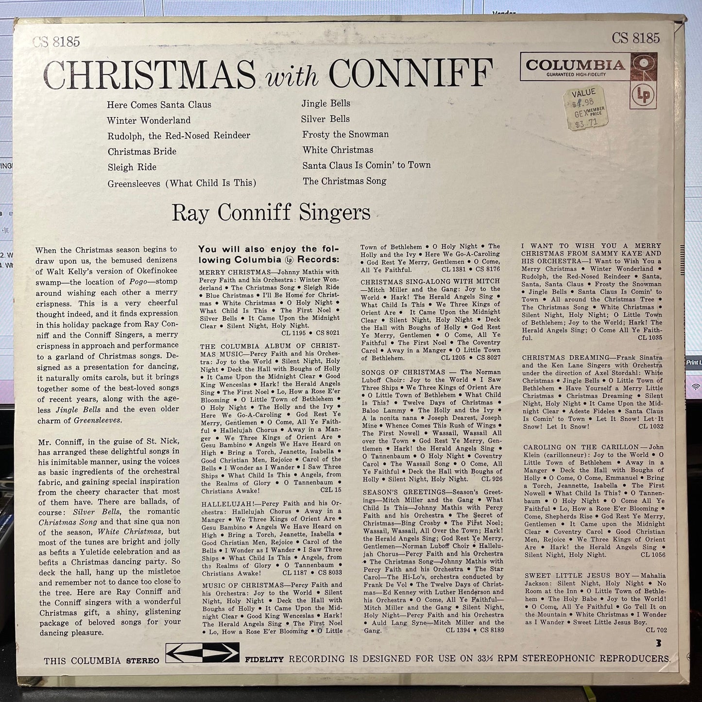 Ray Conniff And The Singers - Christmas With Conniff (VINYL) | Excellent (EX) Excellent (EX)