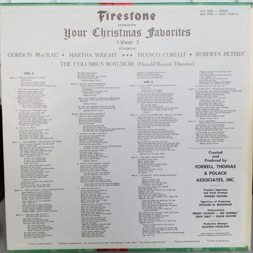 Various - Firestone Presents Your Christmas Favorites Volume 3 (VINYL) | Excellent (EX) Near Mint (NM)