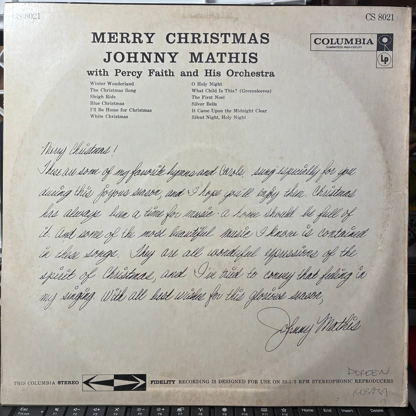 Johnny Mathis - Merry Christmas (VINYL) | Very Good Plus (VG+) Very Good Plus (VG+)