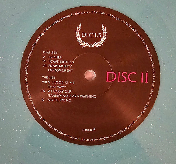 Decius Vol. II (Splendour & Obedience)(TURQUOISE VINYL) | Mint (M) Mint (M)