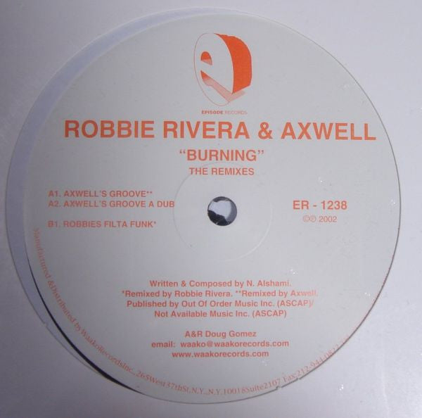 Robbie Rivera - Burning (The Remixes) (VINYL) | Near Mint- (NM-) Excellent+ (EX+)