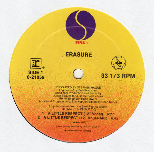 Erasure - A Little Respect (12" VINYL) | Very Good Plus (VG+) Very Good (VG)