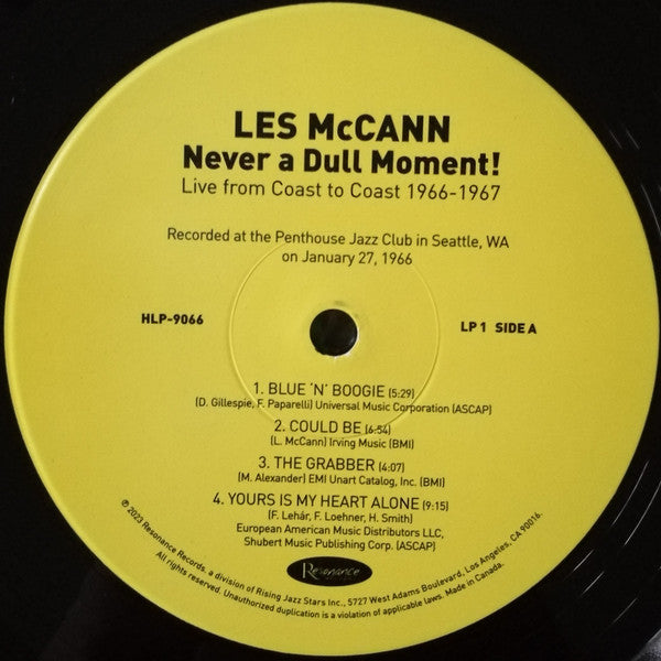 Les McCann - Never A Dull Moment! (Live From Coast To Coast 1966-1967) (3xVINYL RSD) |