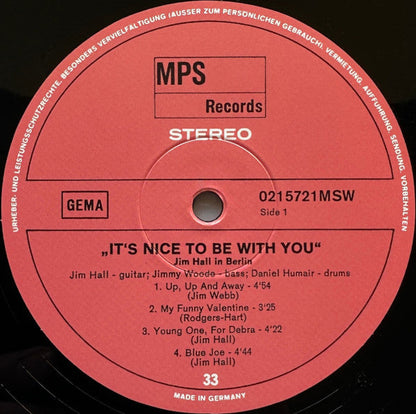 Jim Hall - It's Nice To Be With You (Jim Hall In Berlin) (VINYL) | Mint (M) Mint (M)
