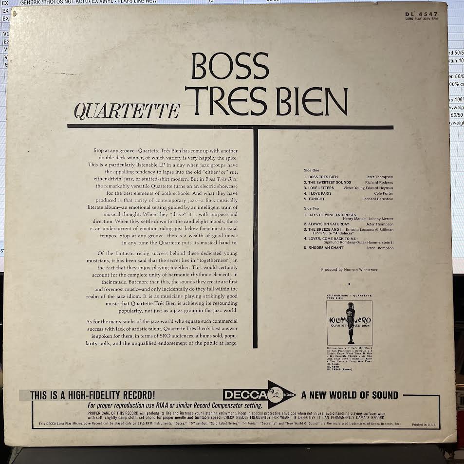 Quartette Trés Bien - Boss Trés Bien (VINYL) | Excellent+ (EX+) Excellent+ (EX+)