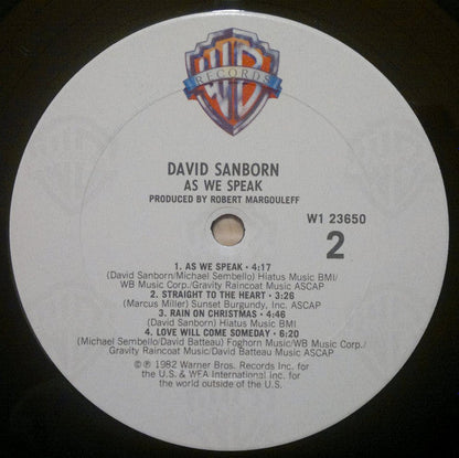 David Sanborn - As We Speak (VINYL) | Excellent (EX) Excellent+ (EX+)