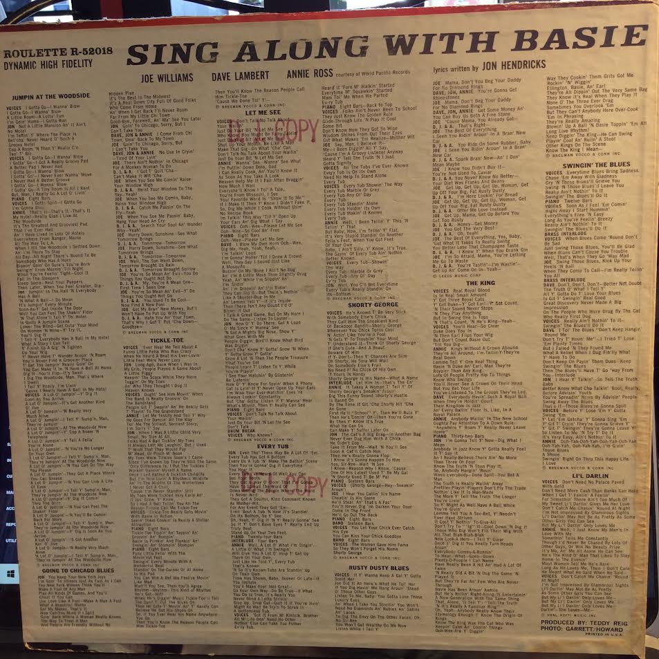 Joe Williams - Sing Along With Basie (VINYL) | Excellent (EX) Very Good (VG)