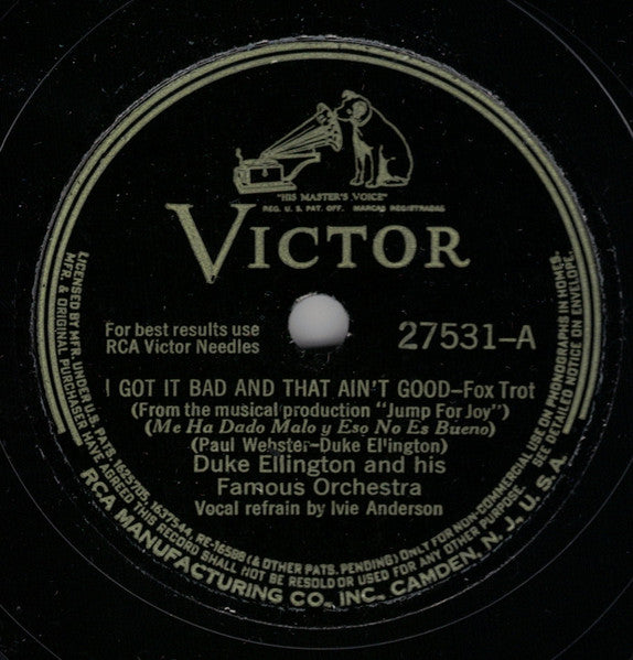 Duke Ellington And His Orchestra - I Got It Bad And That Ain't Good / Chocolate Shake (10" 78RPM RECORD) | Excellent (EX) Excellent (EX)