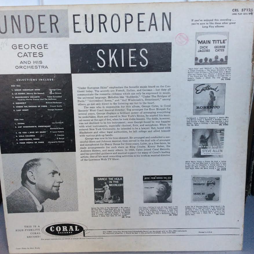 George Cates And His Orchestra - Under European Skies (VINYL) | Excellent (EX) Excellent (EX)