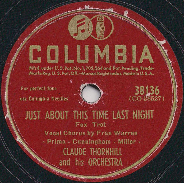 Claude Thornhill And His Orchestra - Just About This Time Last Night / Robbins' Nest (10" 78RPM RECORD) | Excellent (EX) Excellent (EX)