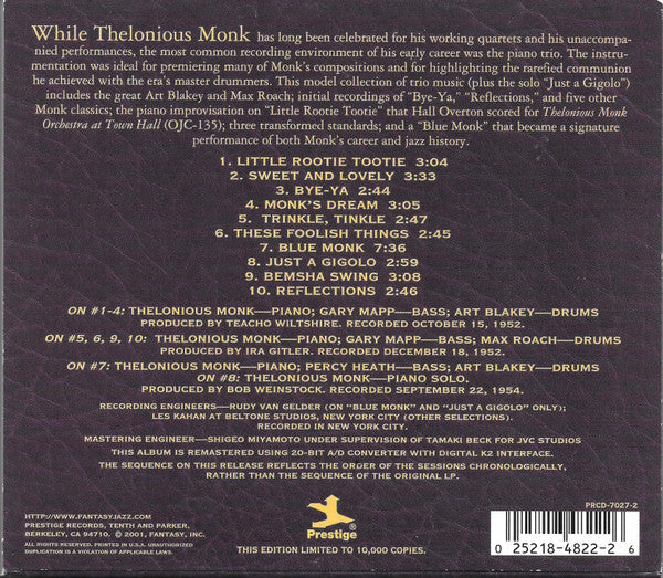 Thelonious Monk Trio - Thelonious Monk Trio (CD) | Near Mint (NM or M-)