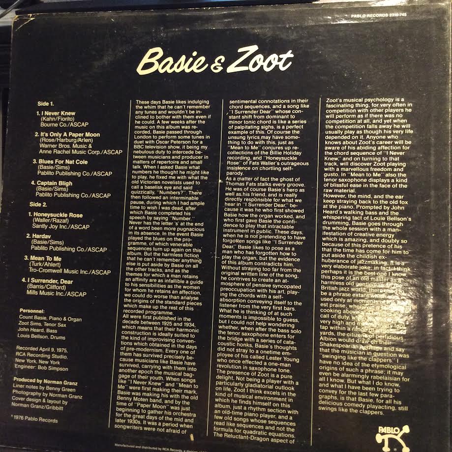 Count Basie - Basie & Zoot (VINYL) | Near Mint (NM) Good++ (G++)