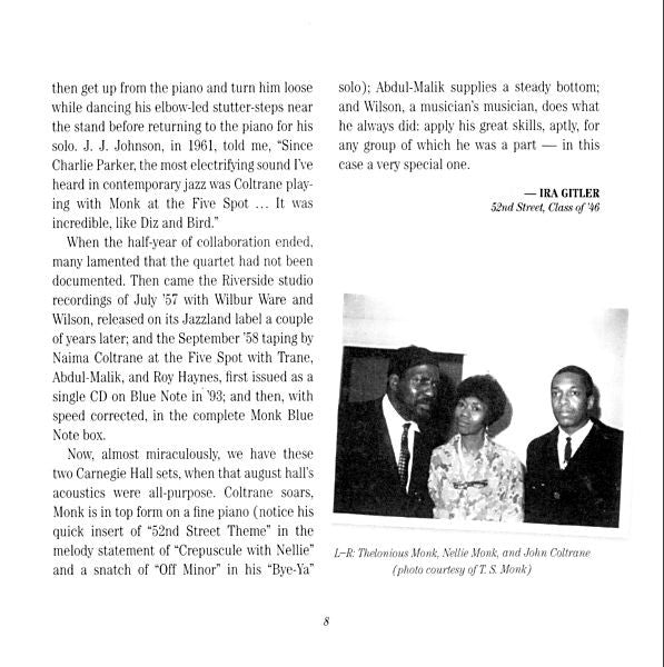 The Thelonious Monk Quartet - At Carnegie Hall (CD) | Near Mint (NM) Near Mint (NM)